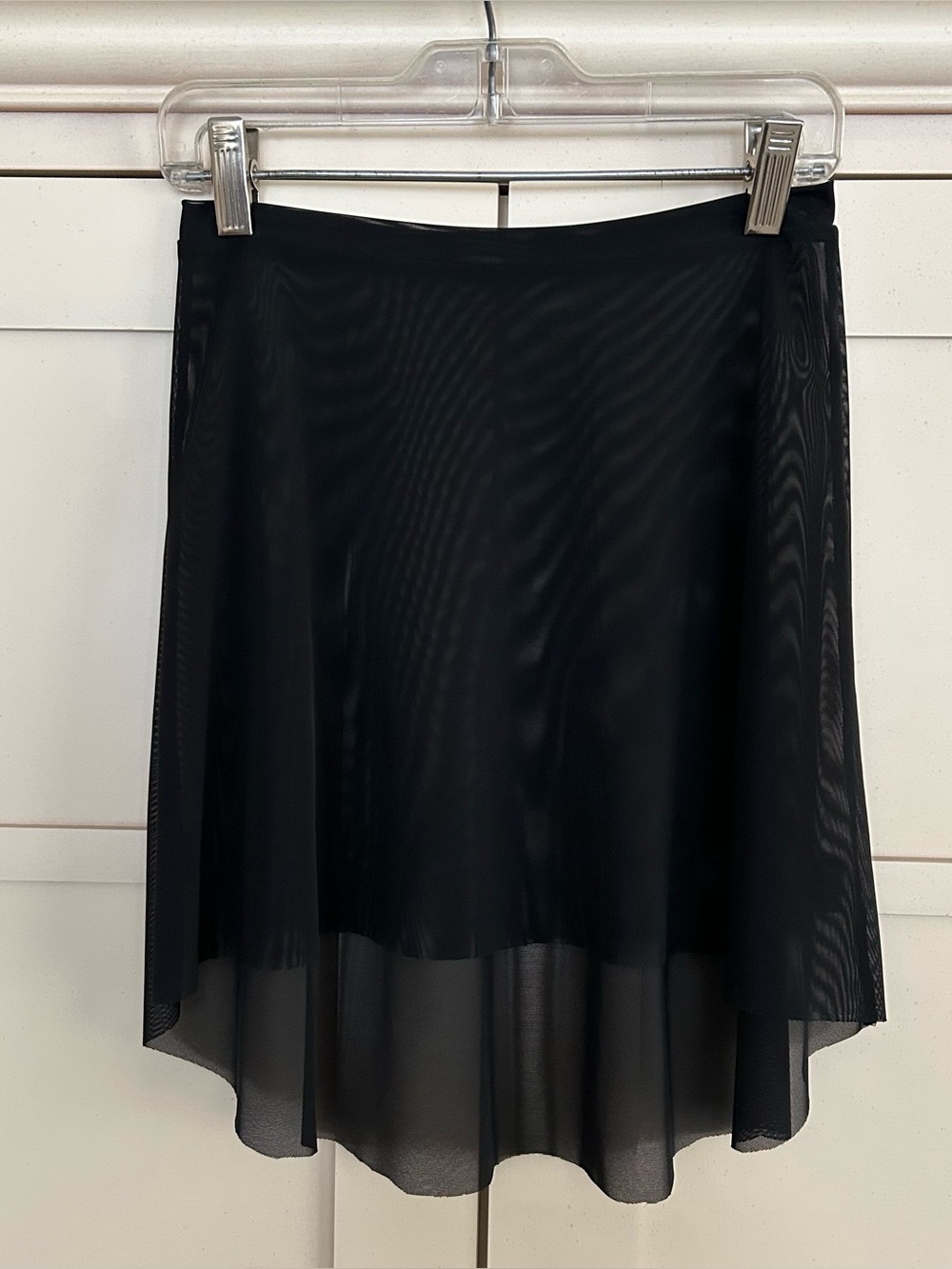 Eleve Dancewear black high-low mesh ballet dance skirt